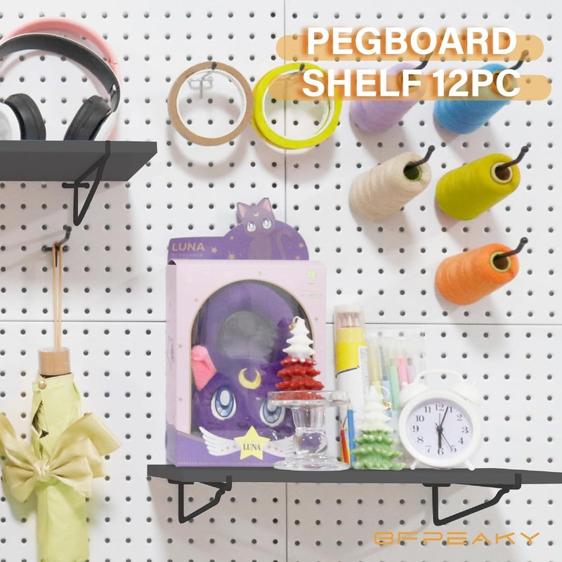 BFPeaky Black Pegboard Shelf Set, 4 pcs Versatile Peg Board Shelving, Ideal Wood Pegboard Shelves for Efficient Storage and Organization Solutions - Image 5